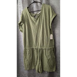 Time‎ & Tru Olive Short Romper W/Pockets Drawstring Women's XL